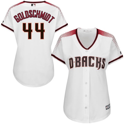 Diamondbacks #44 Paul Goldschmidt White/Sedona Home Women's Stitched MLB Jersey - Click Image to Close